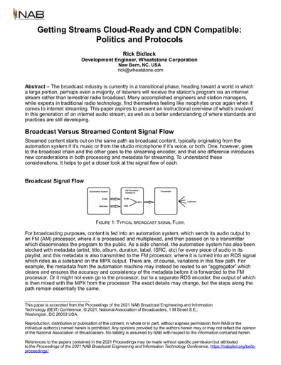 Getting Streams Cloud Ready and CDN Compatible Politics and Protocols by Rick Bidlack
